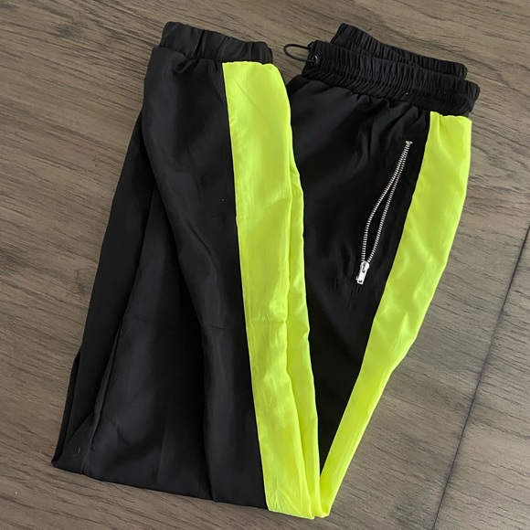 Angel Kiss Pants - 🖤💚Black & Neon Green Windbreaker pants💚🖤